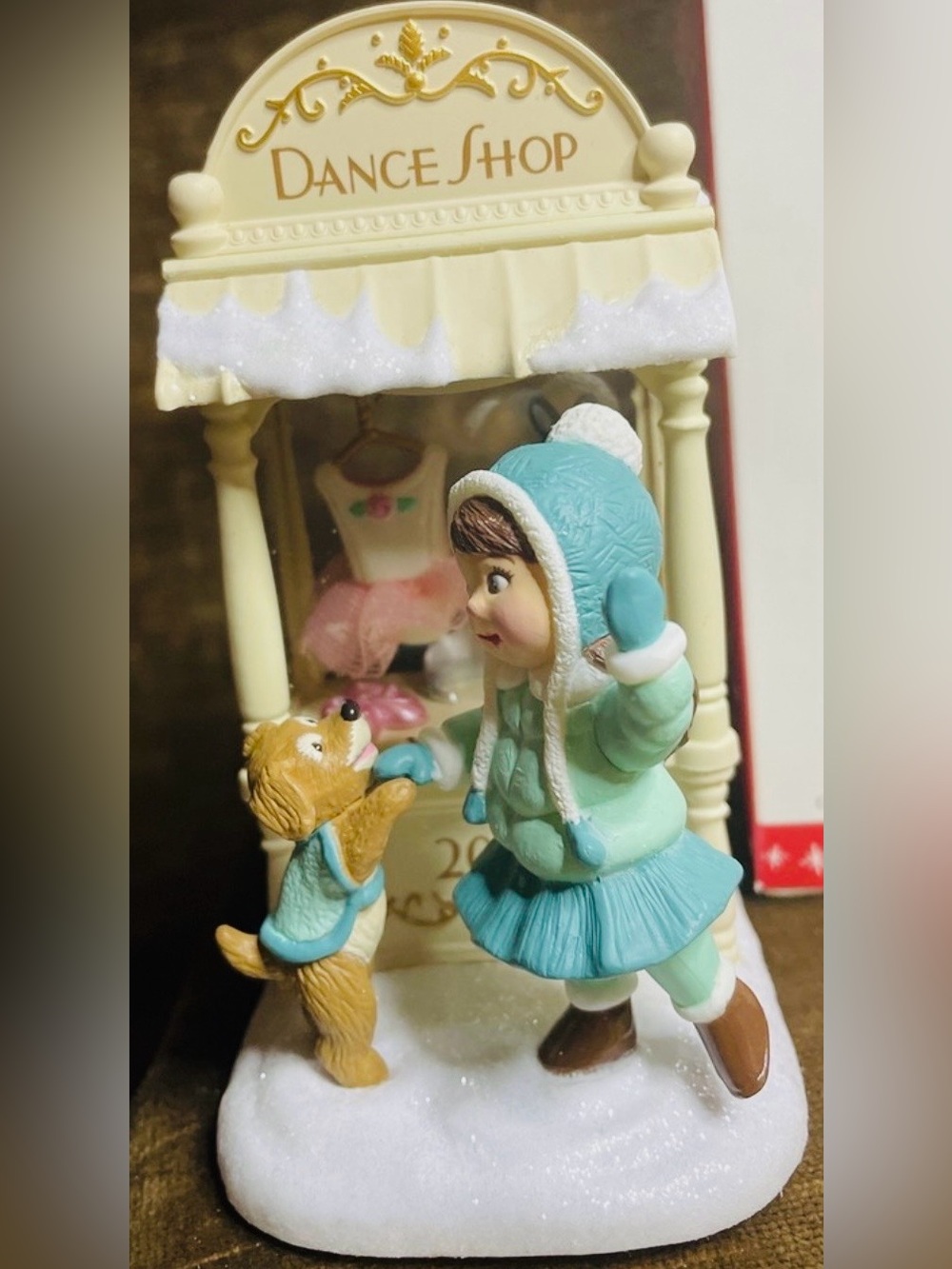 2016 Christmas Window Winter Playtime Girl Hallmark in Aqua Blue Dance Shop